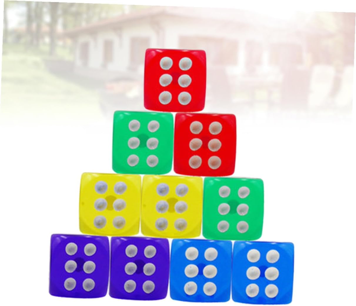 50 Pcs Translucent Colorful Rounded Dice for Classroom Teaching Ktv Party Games Bulk Pack with Red Yellow Blue Green Purple Each