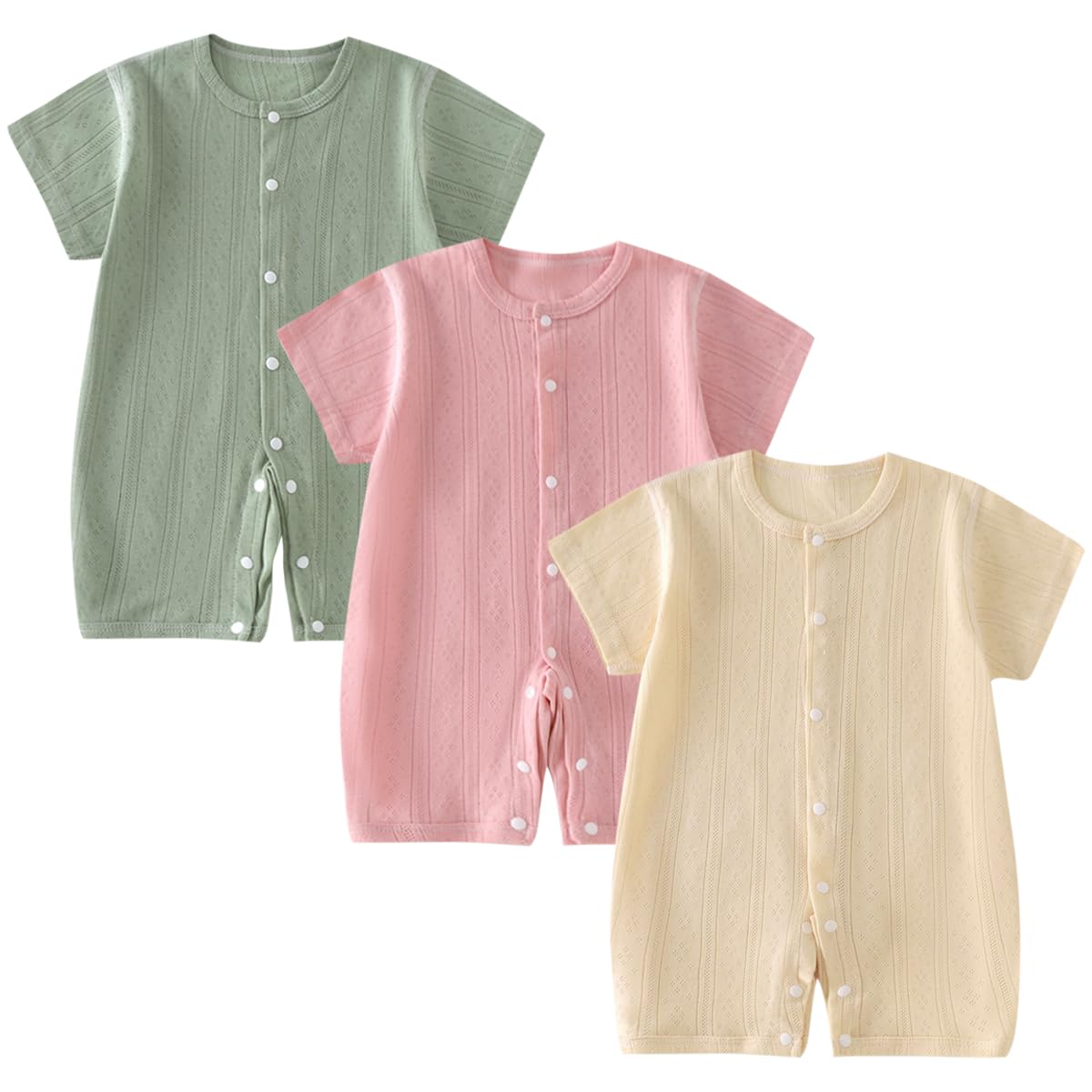 Barboteuse manche courte coton lot de 3 grenouillères bébé