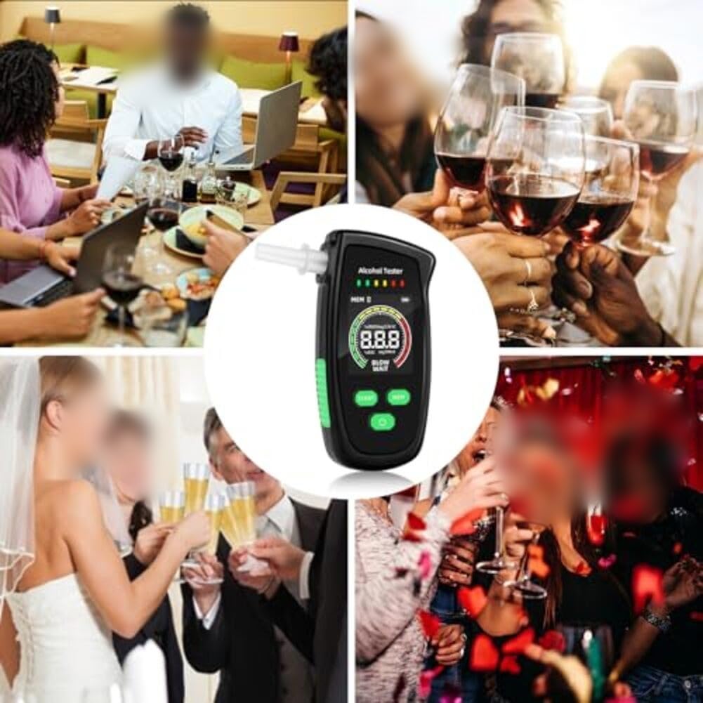 Éthylotest numérique de haute précision avec six unités de mesure et réponse rapide pour les tests personnels avec câble USB rechargeable et sac de rangement pour un usage quotidien