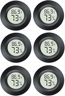 6 Pack Hygrometer Thermometer Digital Humidity Meter Indoor/Outdoor Humidity Monitor Reptile Thermometer for Greenhouse Humidors Terrarium Jars ℉/ ℃(6)