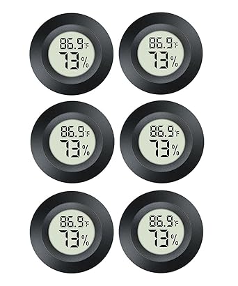 6 Pack Hygrometer Thermometer Digital Humidity Meter Indoor/Outdoor Humidity Monitor Reptile Thermometer for Greenhouse Humidors Terrarium Jars ℉/ ℃(6)