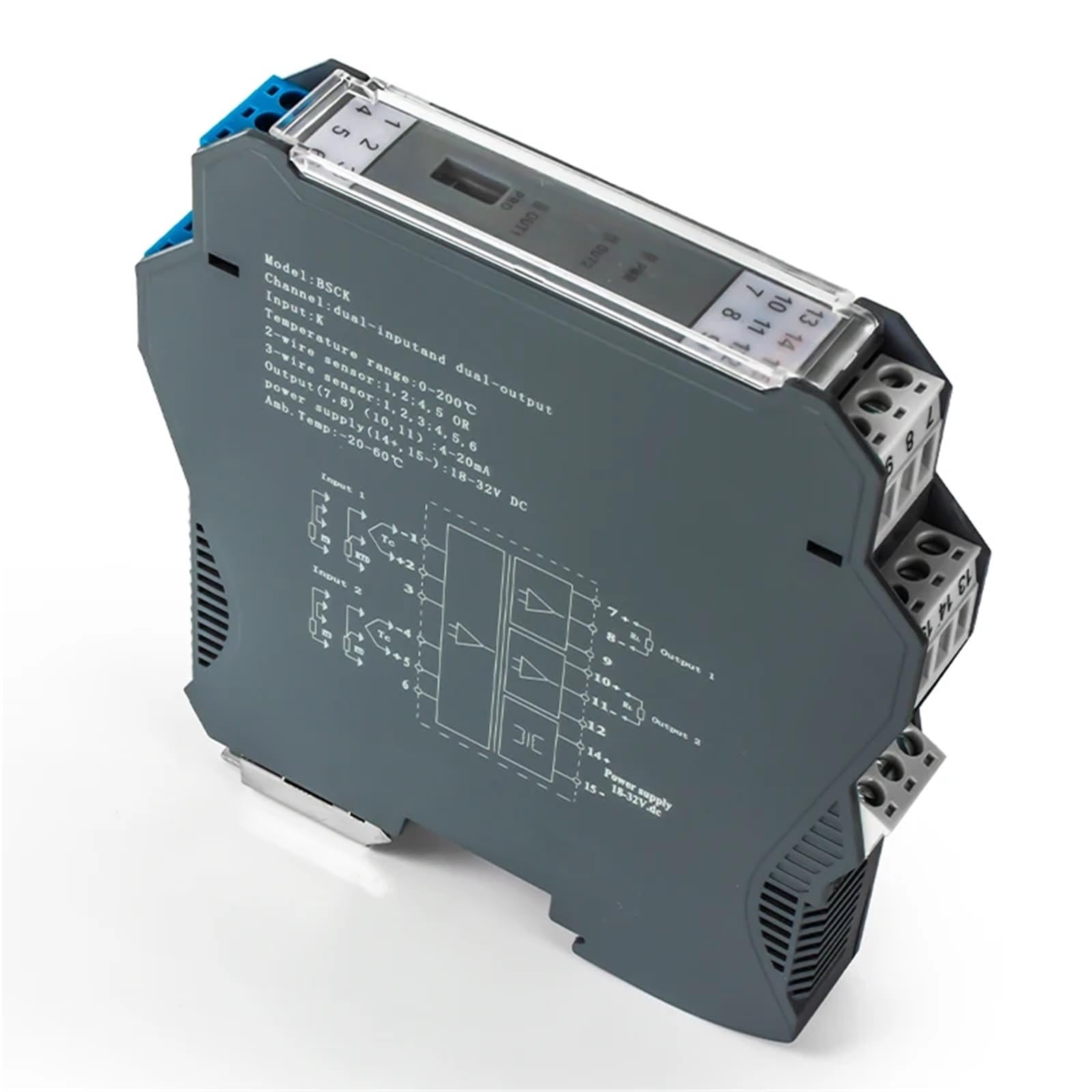 Transmisor de temperatura tipo K 4-20mA 0-10V 0-5V 1 en 1 salida 0-1300℃ Convertidor de señal de termopar 1 Uds(K to RS485 11)