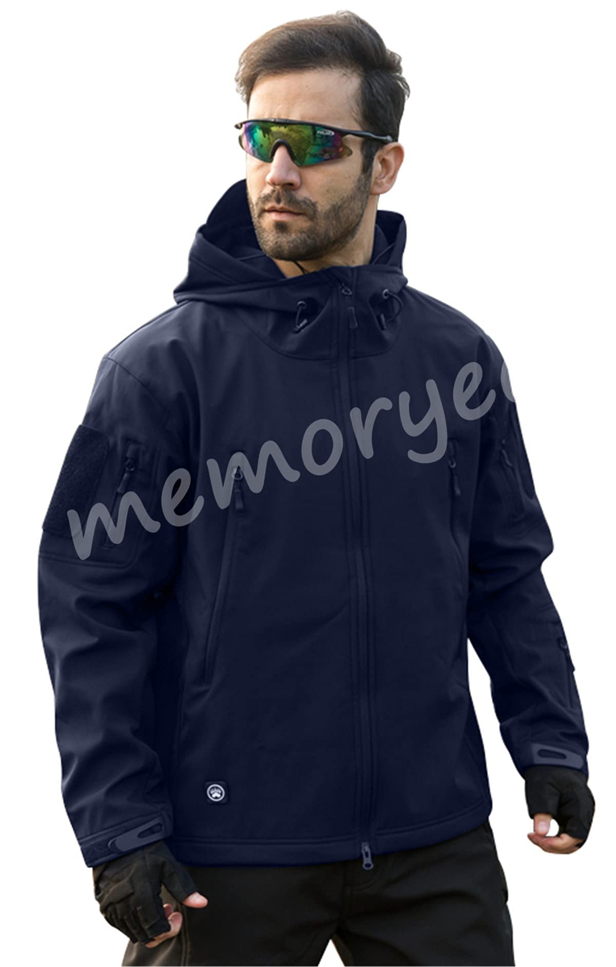 Memoryee Uomo Tattico Camouflage Softshell Giacca Outdoor Militare Pile Fodera Impermeabile Antivento Giubbotto con Cappuccio