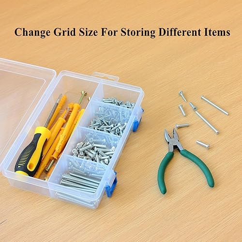 Miniatura 4 de BangQiao Paquete de 3 cajas de almacenamiento de piezas de plástico y caja divisora ajustable para hardware y manualidades, 8 rejillas, transparente