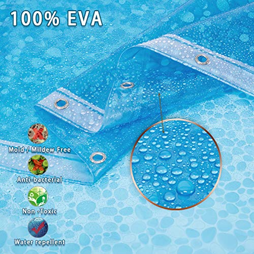 Waterproof Shower Curtain Liner 8G Eva Thick Shower Curtain With Heavy Duty 3 Bottom Magnets, Shower Liner For Shower Stall, Bathtubs, 3D Pebble Pattern, 72 X 78,12 Hooks #TOP1