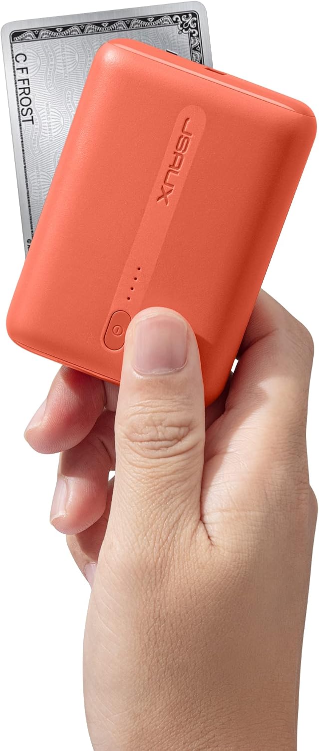 JSAUX Mini Portable Charger 10000mAh, 10W Smallest USB-C (Input Only) Power Bank Charge Battery Pack Compatible with iPhone 11 Pro Max/XS Max/XR/8/7/6, Samsung Galaxy S10/S9/S8/Note 10/9 -Orange