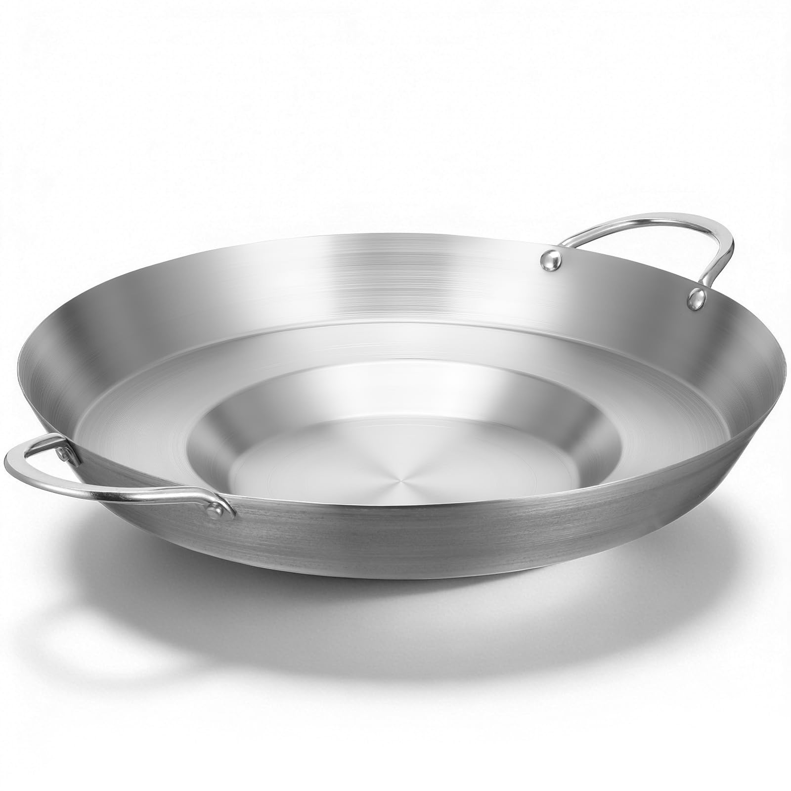 Edelstahl Pfanne Flach und Konkav Induktionsgeeignet Geeignet zum Braten und Grillen für Outdoor und Home Kitchen Silberfarbene Kartoffelfritteuse
