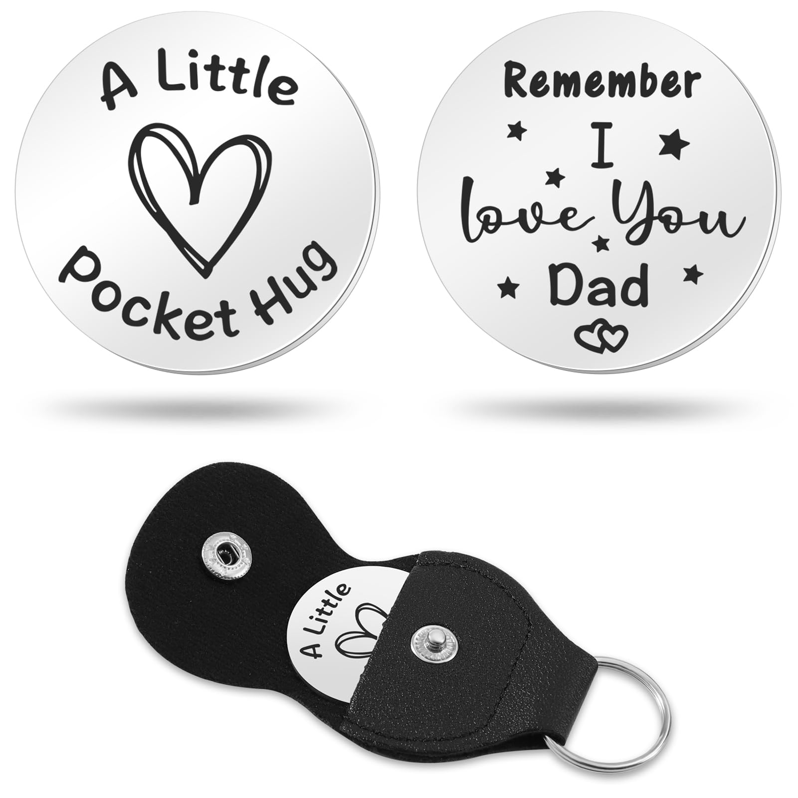 Pocket Hug Token Gift for Women Men Boy Girl Relationship Keychain Double Sided Inspirational Gift with PU Leather