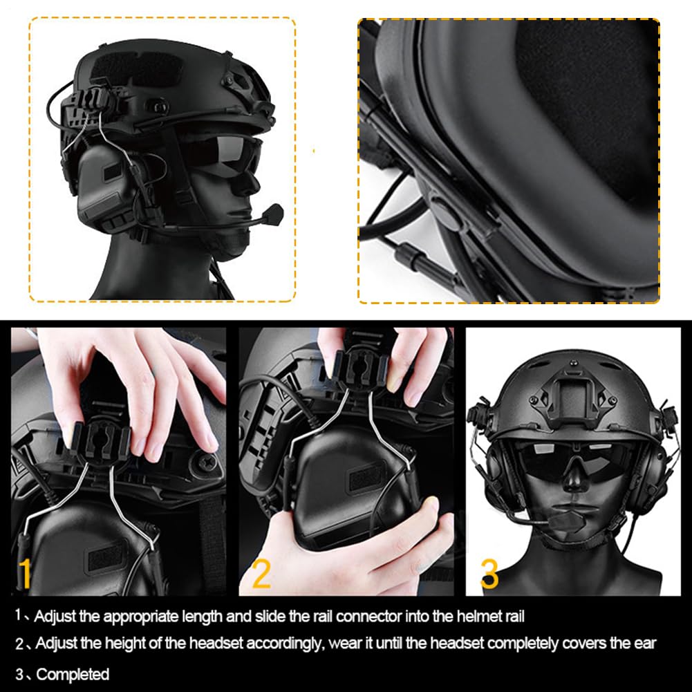 Auriculares de Casco Táctico – Versión con Cancelación de Ruido | Chip de Audio Avanzado 5ª Generación, Diseño Ligero y Extraíble para Entrenamiento, Juegos de Equipo, Equipamiento Militar y Airsoft