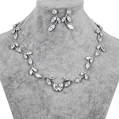Conjunto de collar y pendientes de hojas para novias e invitadas de banquetes 3