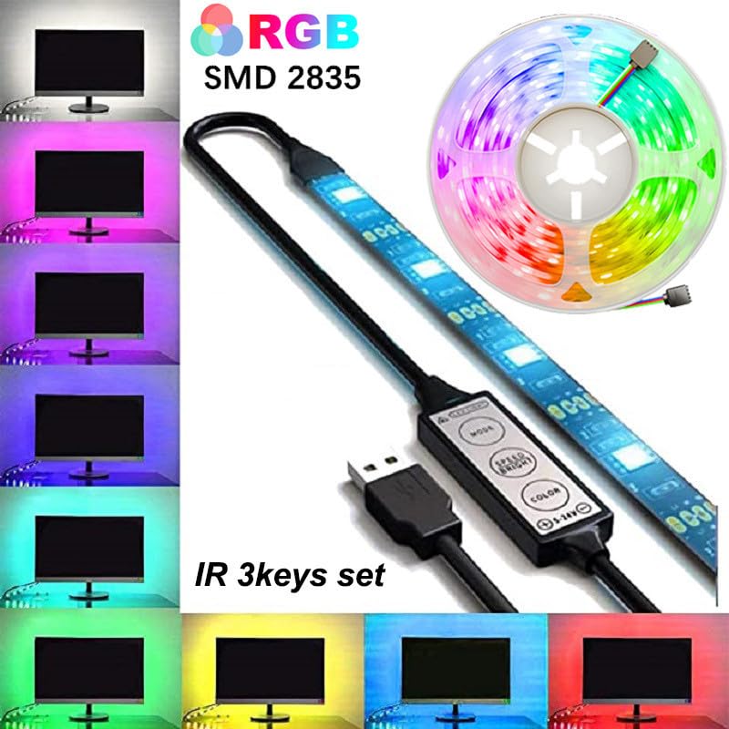 Image of ProTron USB C RGB LED Strip for iPhone 15 Pro Max, Type C Color Changing Bike Frame Light, 3ft USB-C LED Plugin Strip for Selfie Light, FaceTime, Selfie Sticks, Computer, Laptop, Portable