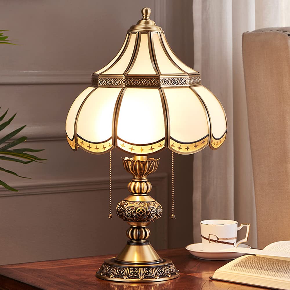 Lampa Stołowa Miedziana Amerykańska Lampa Stołowa Z Kloszem Szklanym Lampa Nocna Do Sypialni Klasyczna Luksusowa Ciepła Lampa Ślubna Do Użytku Domowego Czysta Miedziana L