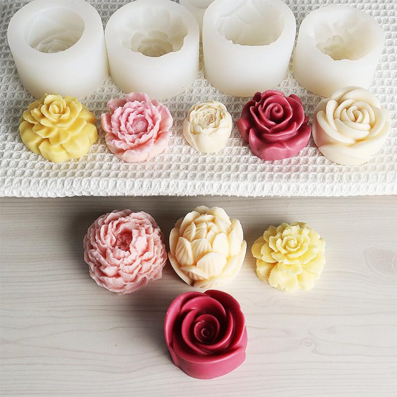 3 Stuk Hart Siliconen Mallen voor Kaarsen en Zeep - DIY Bloemen Mallen met 3D Design