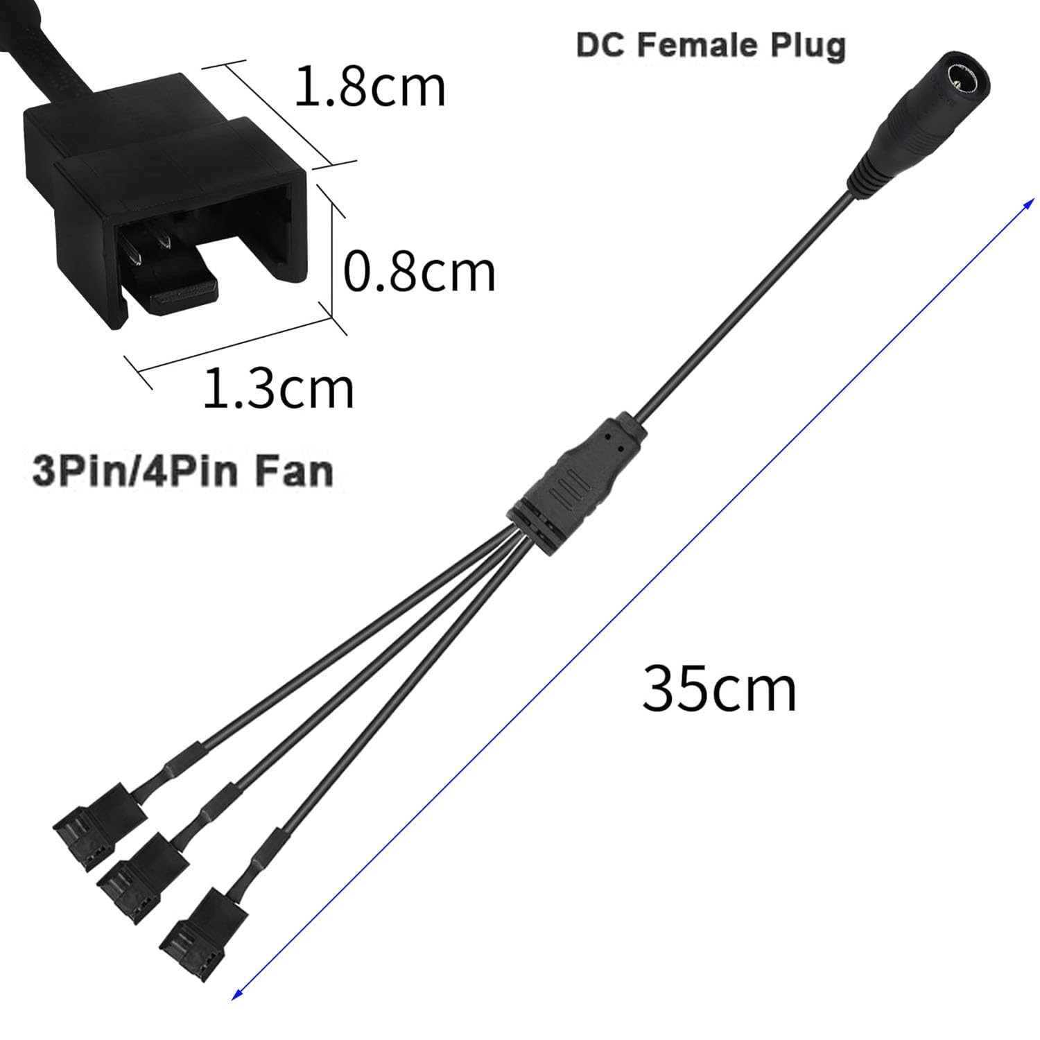 RUNCCI-YUN 3 Cavi Ventole PC Da DC A 4 Pin/3 Pin Con Interruttore ON/OFF – Alimentazione 12V/9V/5V – 30 Cm