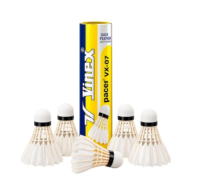 Vinex Badminton Shuttlecock – (Pack of 12), Durable Feather Birdies for Badminto