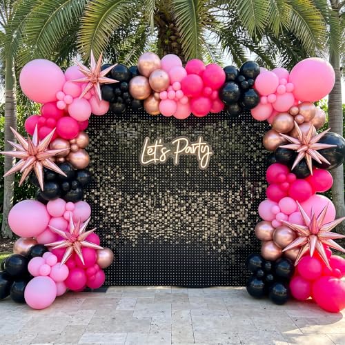 Image of RUBFAC 135pcs Pink Balloons Different Sizes 18 12 10 5 Inches for Garland Arch, Pink Balloons for Valentine's Day Birthday Baby Shower Gender Reveal Wedding Party Decoration