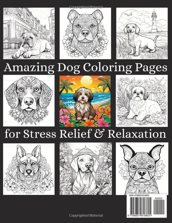 Miniatura 2 de Amazing Dogs Coloring Book Captivating Dog Portraits and Mandala Patterns for Stress Relief & Relaxation. Discover Serenity Through Art - Ideal Gift