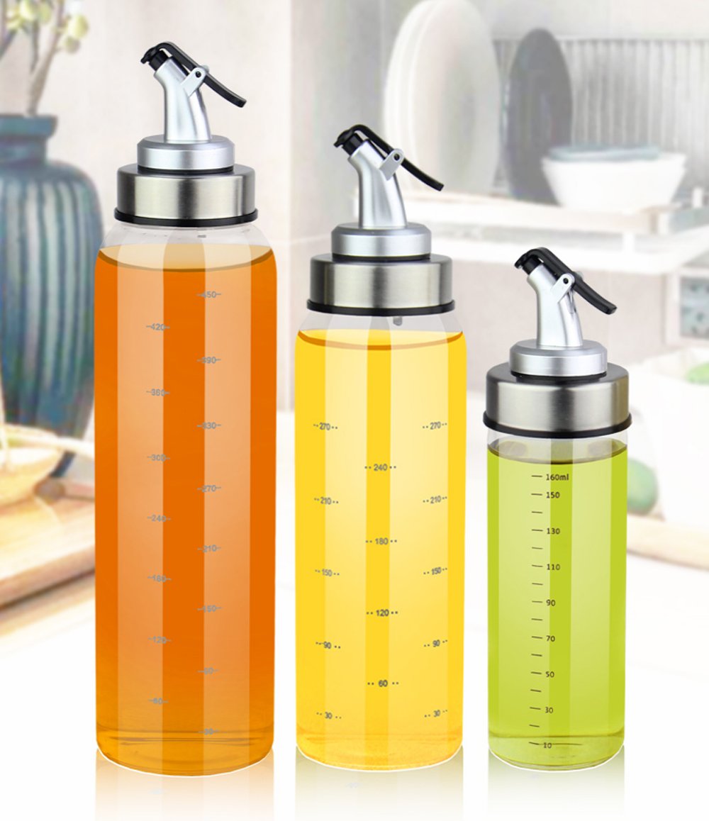 KADAX Bottiglia di aceto per olio d'oliva 2x 320 ml con dispenser in