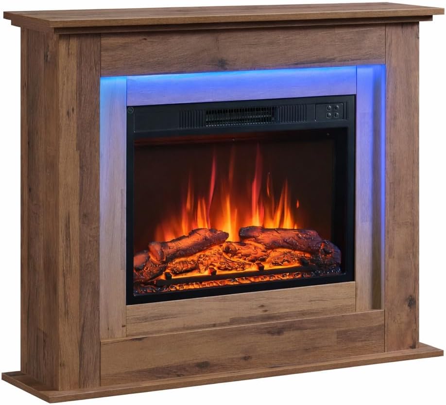 FlameKo Savannah Fireplace with 39" surround and Realistic Flame Effect Heater Dark Bronx Oak Multiple Colours Available