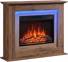 Savannah Fireplace with 39" surround and Realistic Flame Effect Heater Dark Bronx Oak Multiple Colours Available