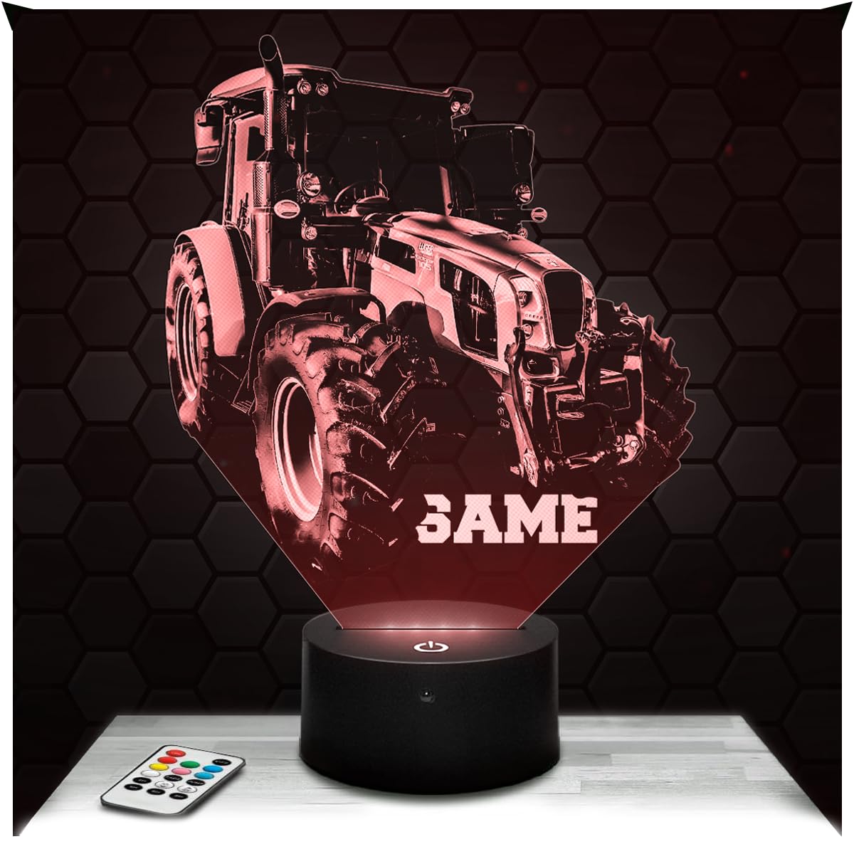 Lampephoto.fr - Tractor S. 3D Lamp, Night Light 3D LED Illusion Lamp, Miniature Collection 1:32, Agricultural Tractor Object, Farmer Gift Idea, Night Light for Children's Bedroom, Christmas, Gift
