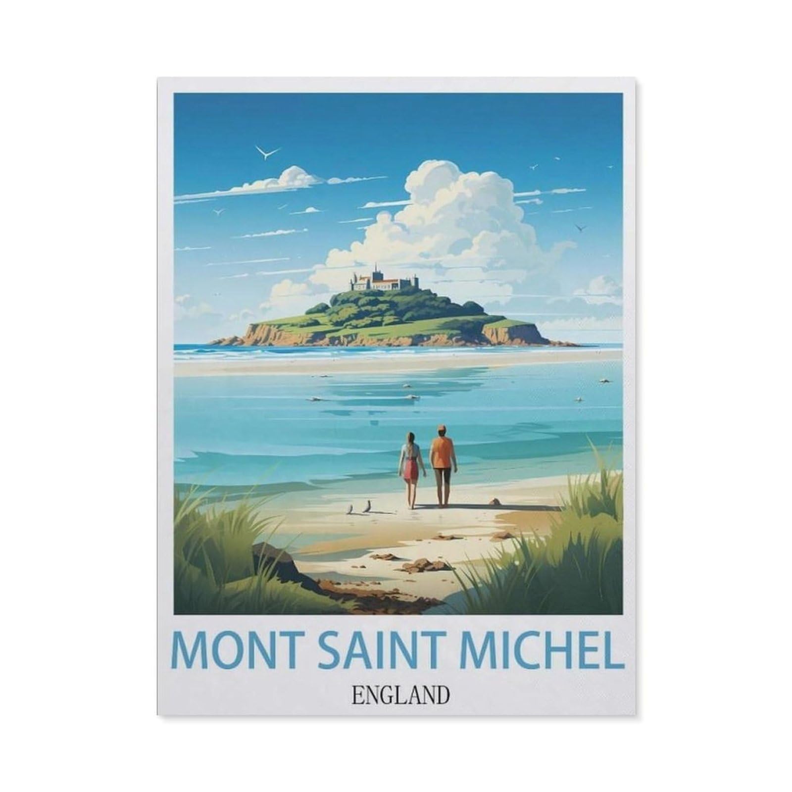 Vintage Wall Decor Metal Poster Plaque，Mont Saint Michel England