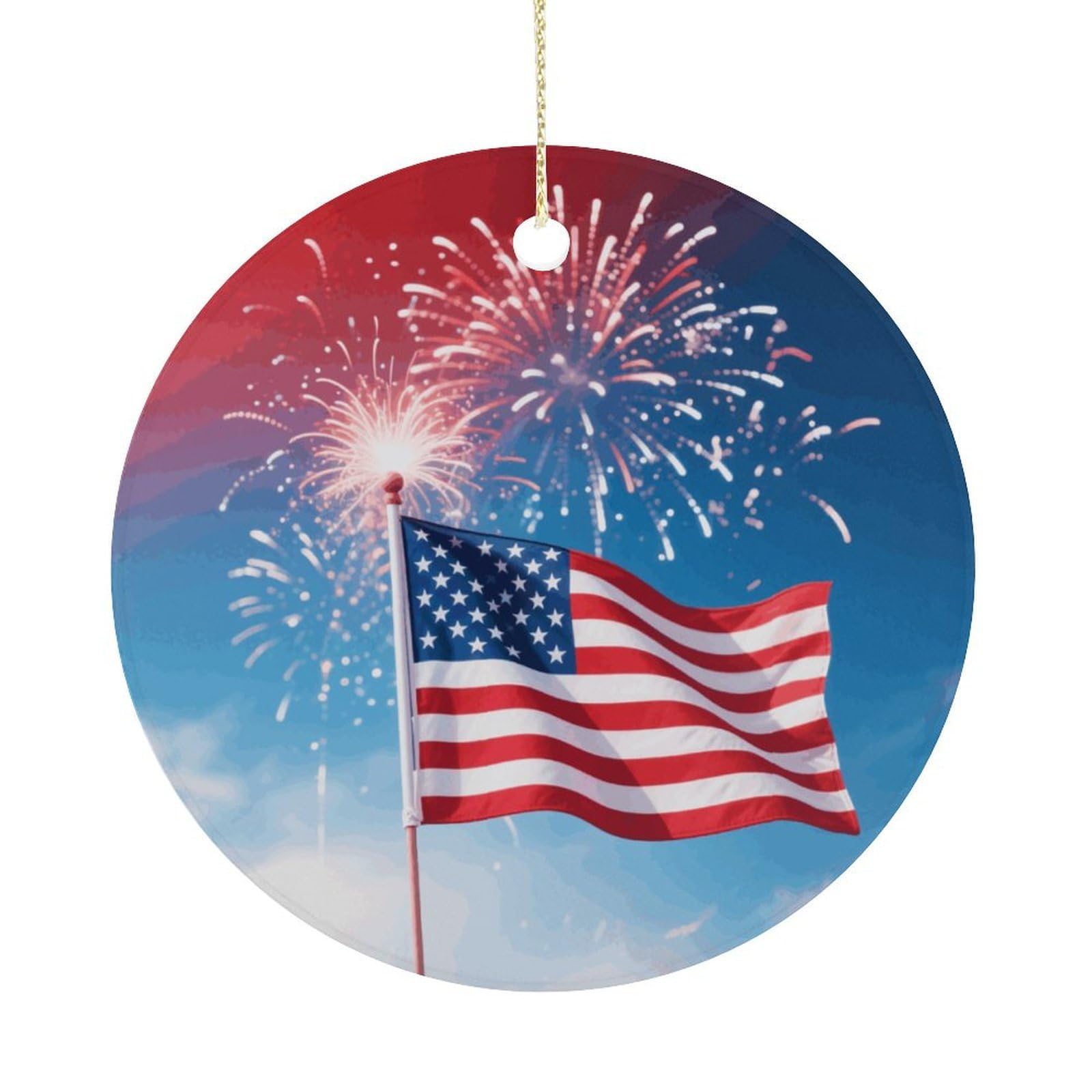 Personalized Christmas Ornaments 2025 Ceramic Hanging Fireworks Ornaments with Gold String Double-Sided Vintage Holiday Decorations for Tree Mantel Tabletop Xmas Party Favors