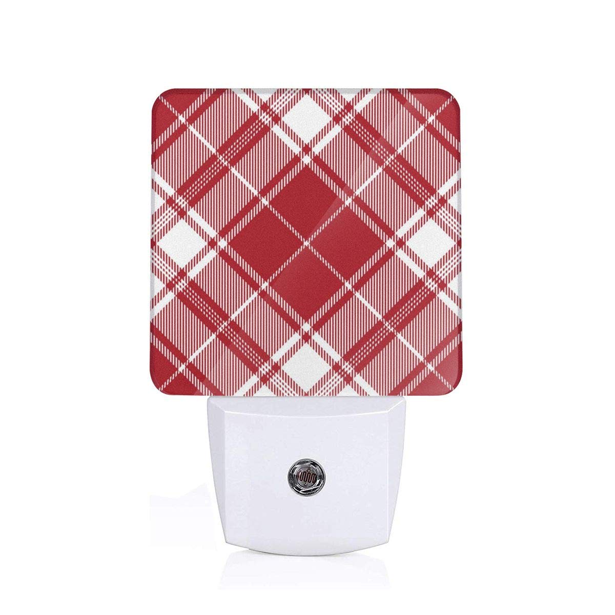Fabric Red Black Check LED Night Light (Plugin) Night Home