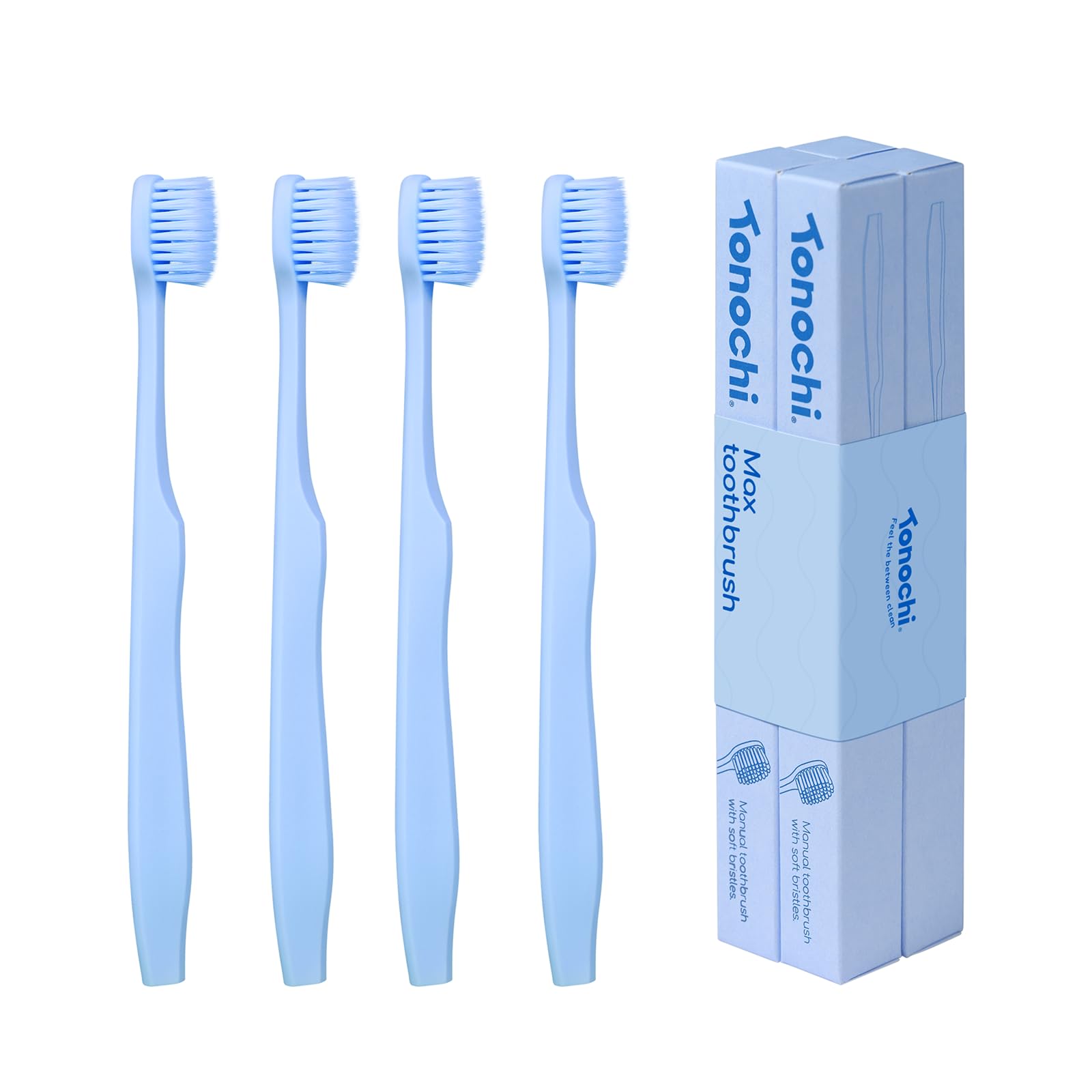 Extra Soft Bristle Toothbrushes for Adults, 4-Pack, Blue