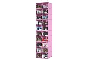 Coastal Rose 20-Section Pink Hanging Shoe Organizer