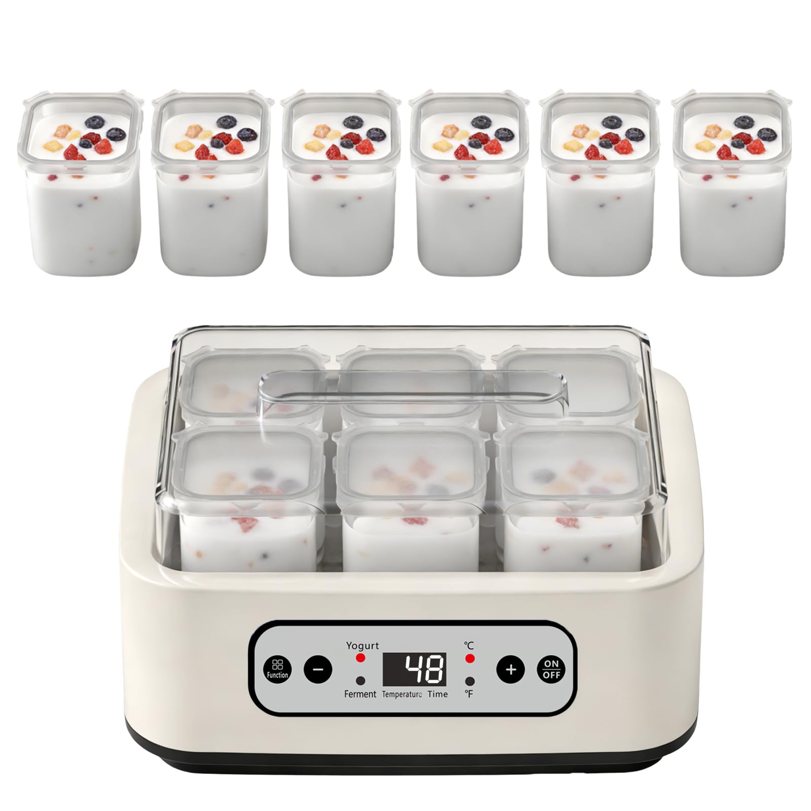 Yoghurt Maker 1500ml with 6 x 250ml Glass Jars, Electric Yoghurt Maker with LED Display, Adjustable Time and Temperature, Yogurt Maker Machine for Making Organic Yogurt, Homemade Desserts-image-43