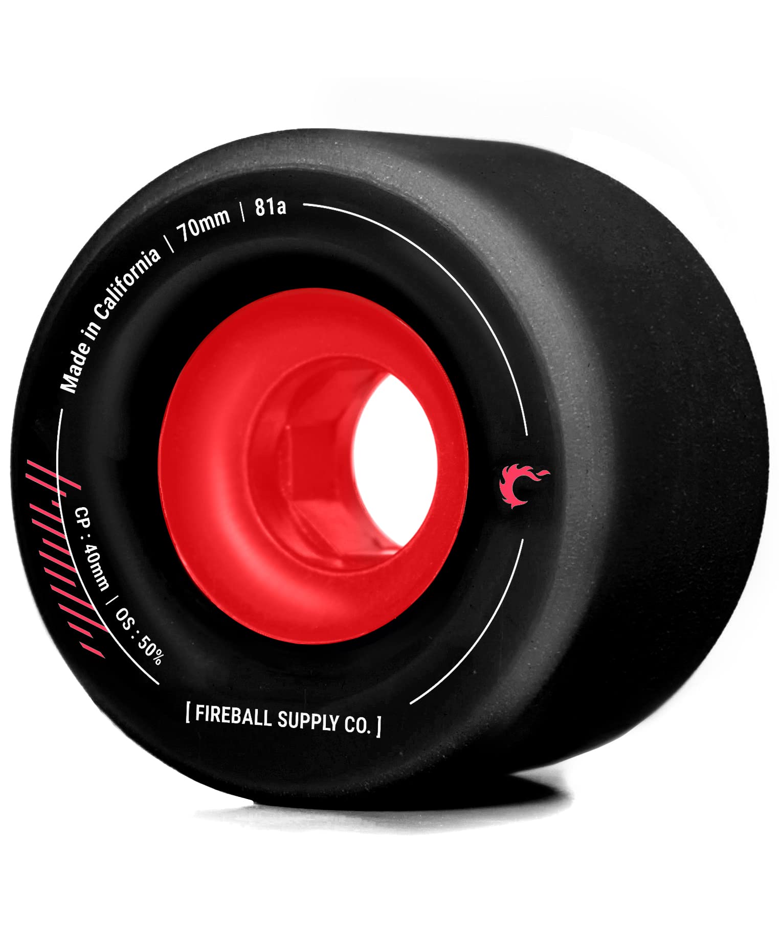 Fireball Tinder 70mm Longboard Wheels - Pro Freeride Longboard Wheels Made in USA - Set of 4 Cruiser Longboard Wheels for Freestyle Tricks, Dancing and Freeriding