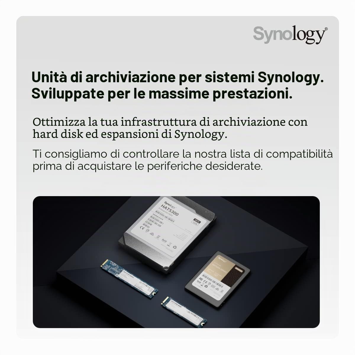 Synology - Soluzione di archiviazione centralizzata Nas DS1621+ 6bay, 4GB RAM, 4X GBE