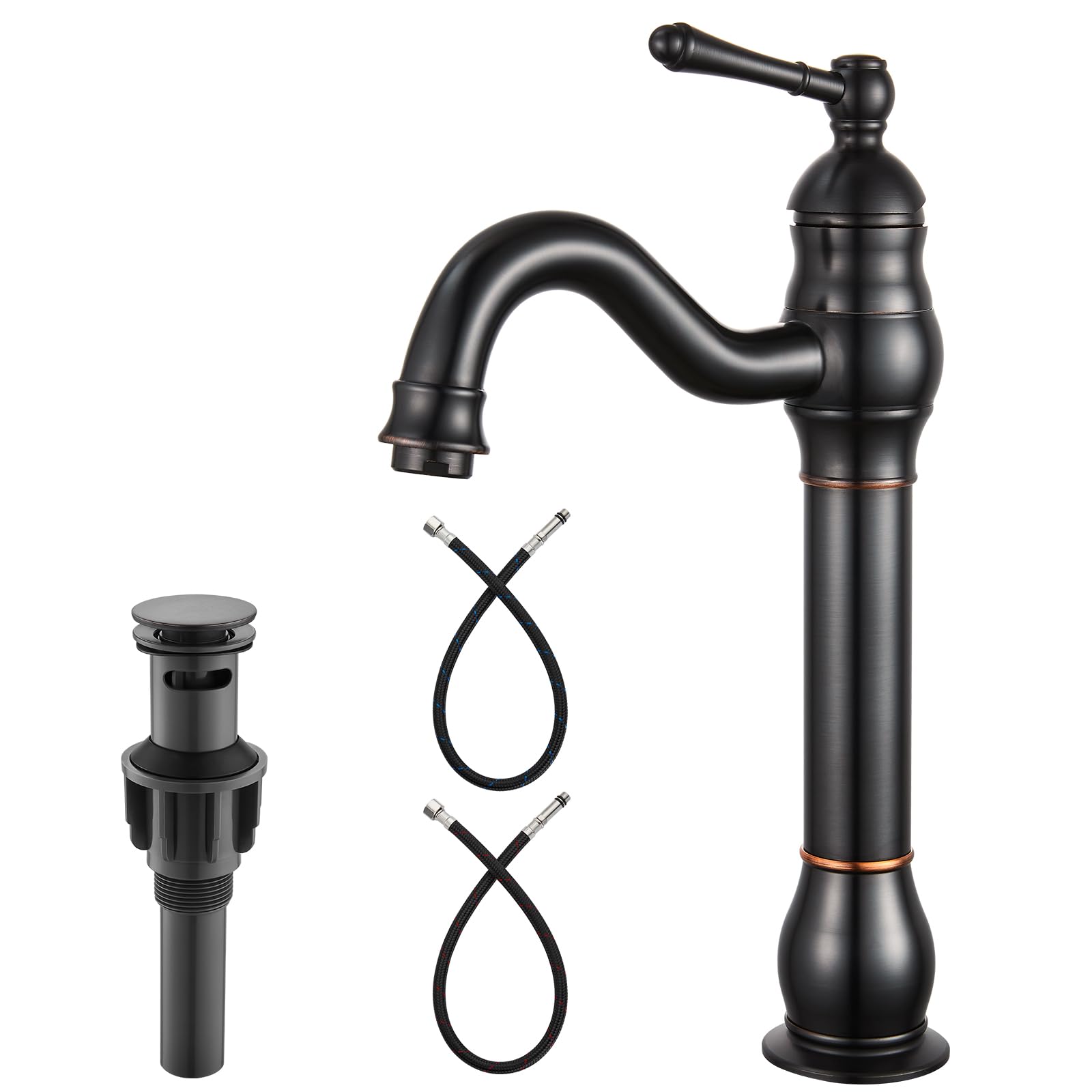 BWE Vessel Sink Faucet Oil Rubbed Bronze Waterfall Farmhouse Rustic - View #2