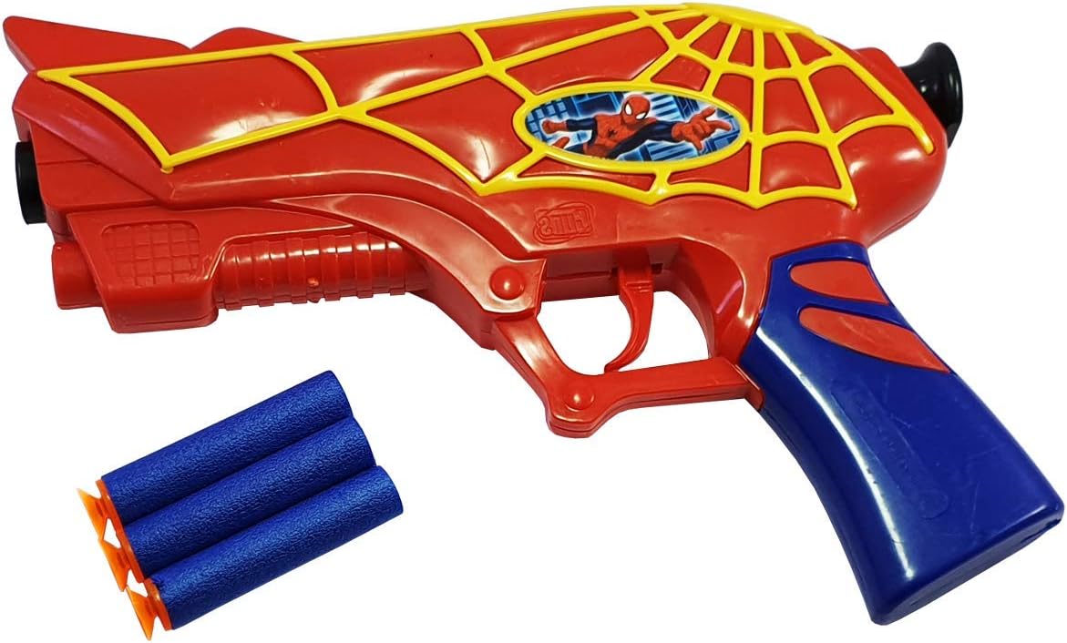 WeKidz® Marvel Super Hero Spider Man Soft Bullets Toy Gun with 3 Foam Bullets Pack of 1 (Multicolor)