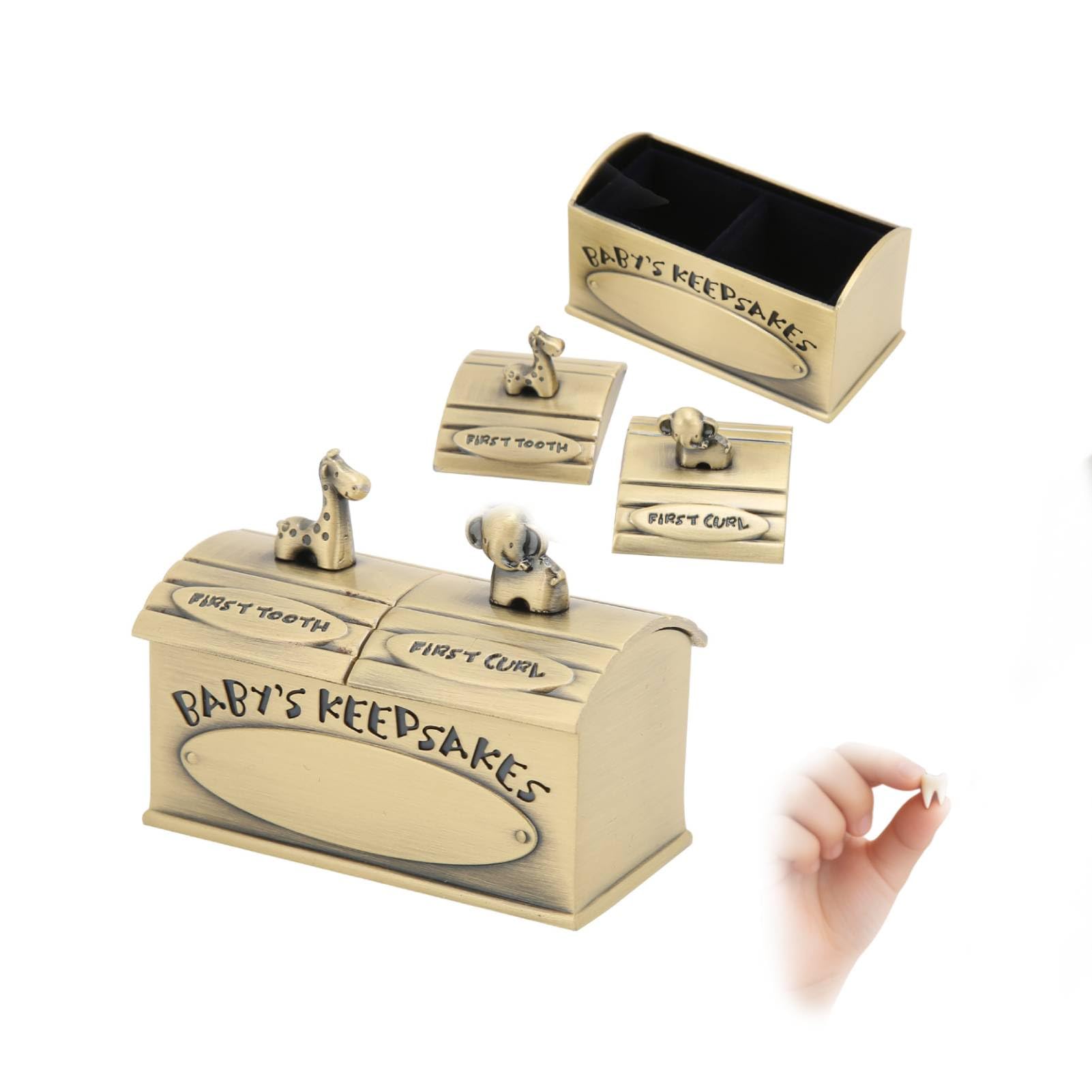 HERCHR Tooth Fairy Memories Keepsake Keepsake Box Tiny Tin Box 2.4x1.97x1.38in for Boy or Girl First Curl and Tooth Case Treasure Chest Curl Organizer Fairy Case