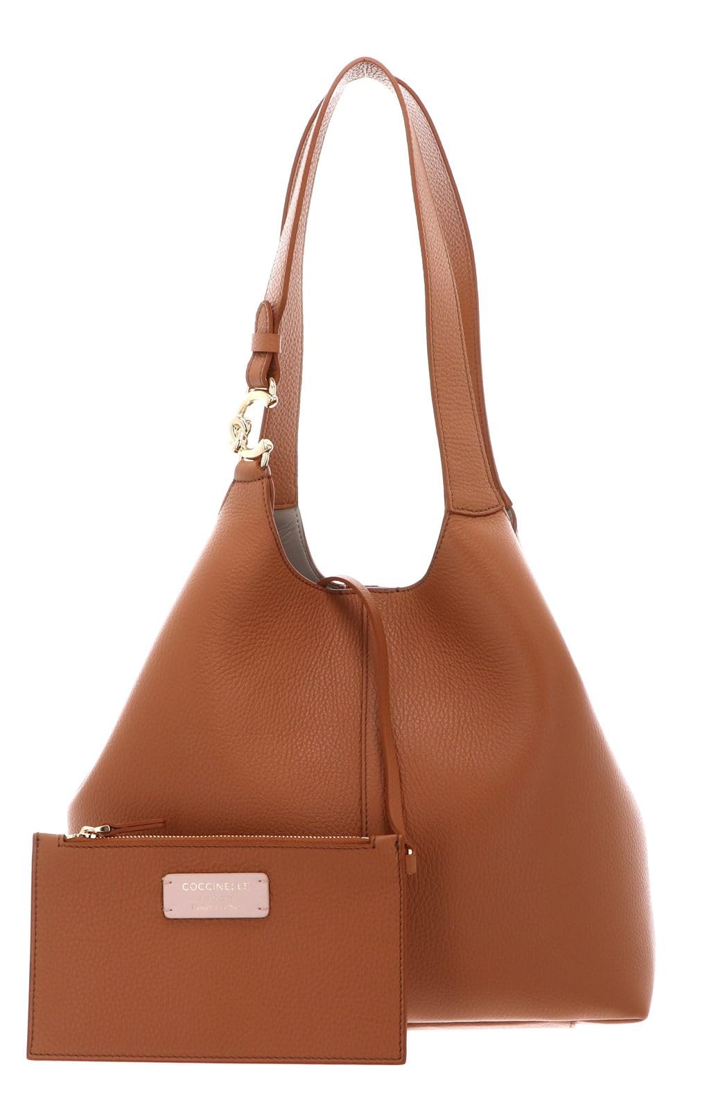 Coccinelle Skórzana torba na ramię C-Easy Shopper Robin jasnobrązowa