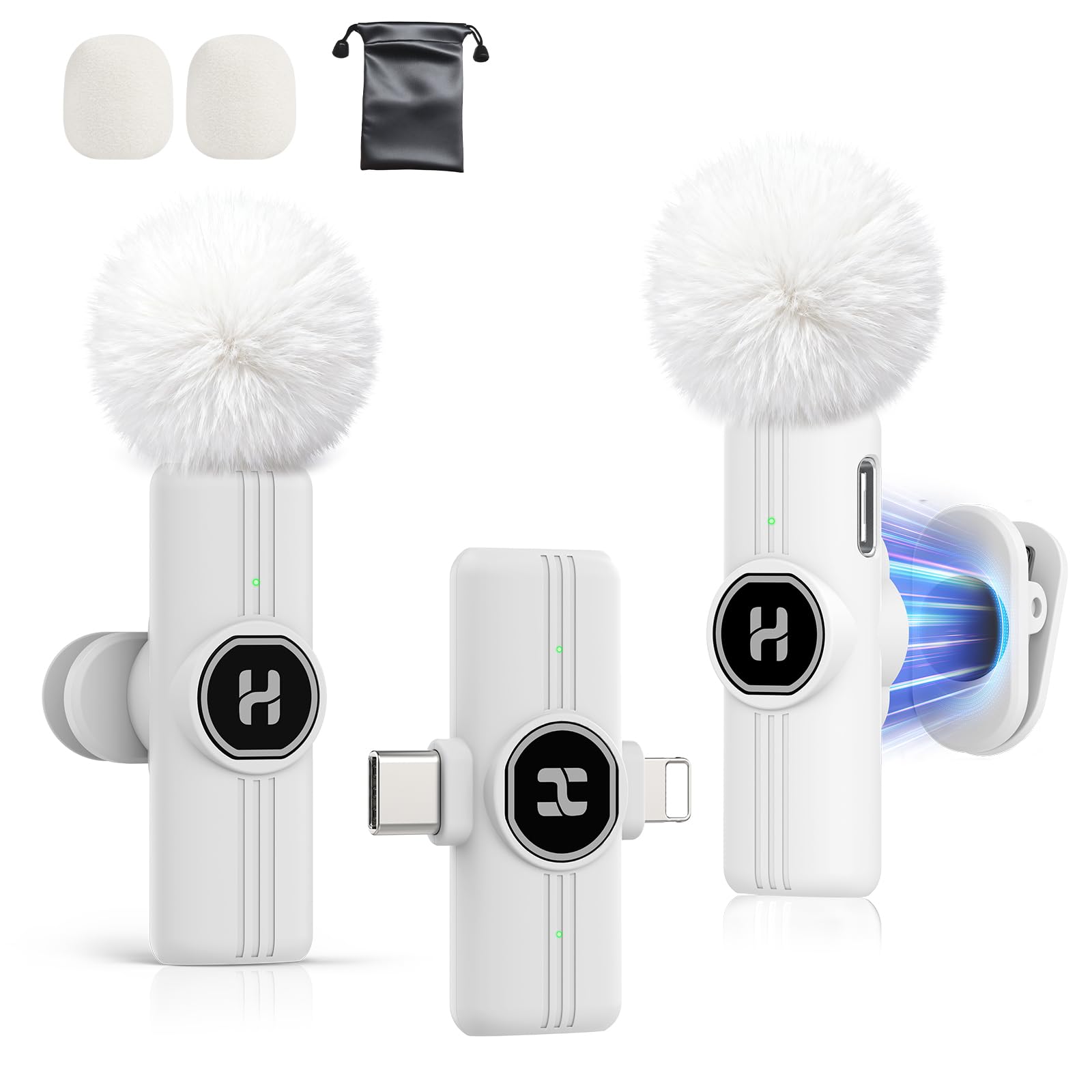 HEHOTTC Mini Wireless Lavalier Microphone for iPhone, iPad, Android Phone - 2in1 Microfono Lapel Bluetooth Mic for Recording, Clip on Omni Lav Mic for Video Recording, Tiktok, YouTube, Vlog