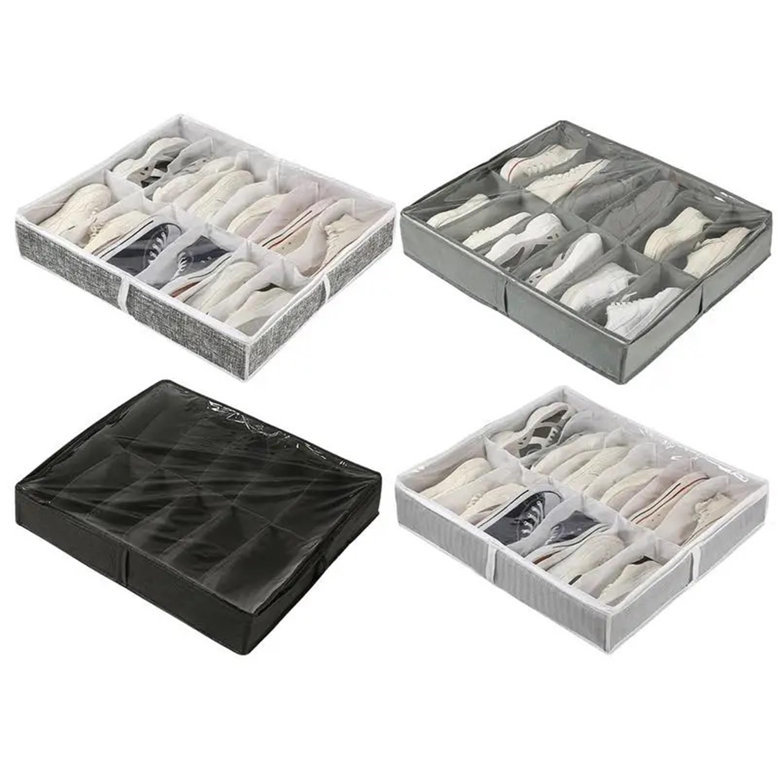 Organizzatore Di Scarpe Sotto Il Letto 2 pezzi pieghevoli sotto il letto, organizer for riporre le scarpe, in tessuto non tessuto, con finestra trasparente, for scarpe salvaspazio Per Riporre Le Scarp
