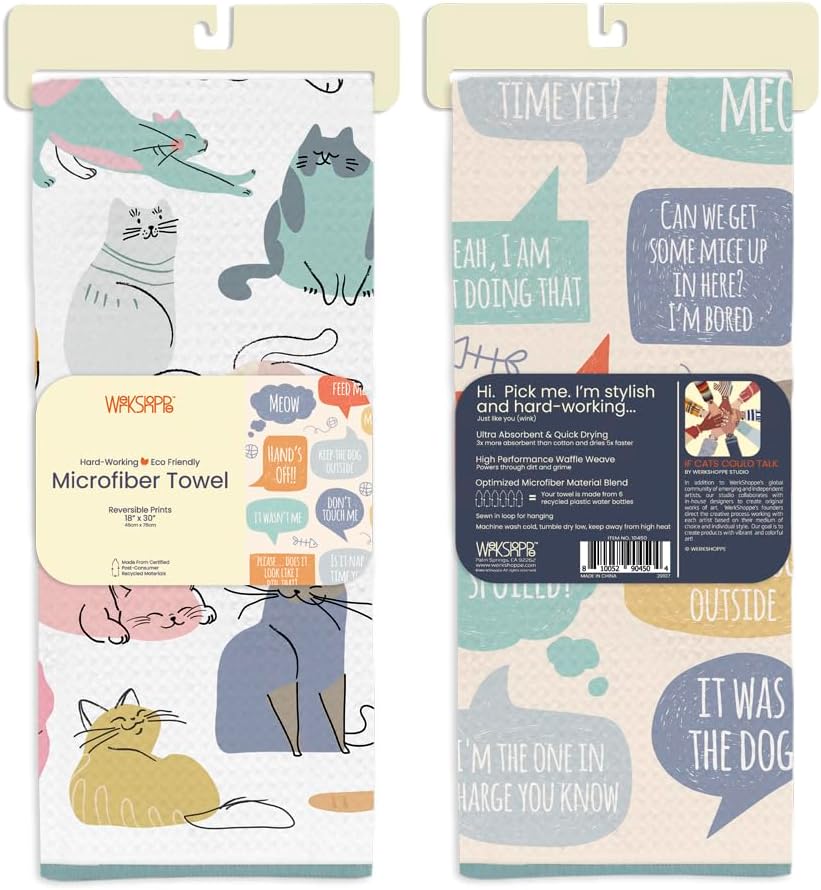 WerkShoppe If Cats Could Talk Microfiber Towel