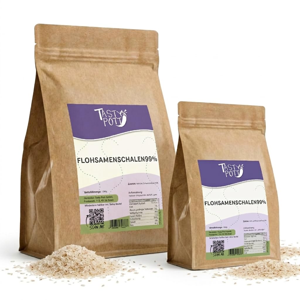 Premium Flohsamenschalen 99% Reinheit I Ballaststoffe I Vegane Ernährung I Nahrungsergänzung I Aus Flohsamen I Im Beutel 1000g (3x1000g)
