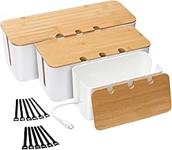 Azyvum Lot de 3 Boite Rangement Cable,Boite Cache Cable,Boite Cache Cable Multiprise,Cable Box Cachez et cachez les multiprises et les cordons électriques des téléviseurs,ordinateurs et bureaux