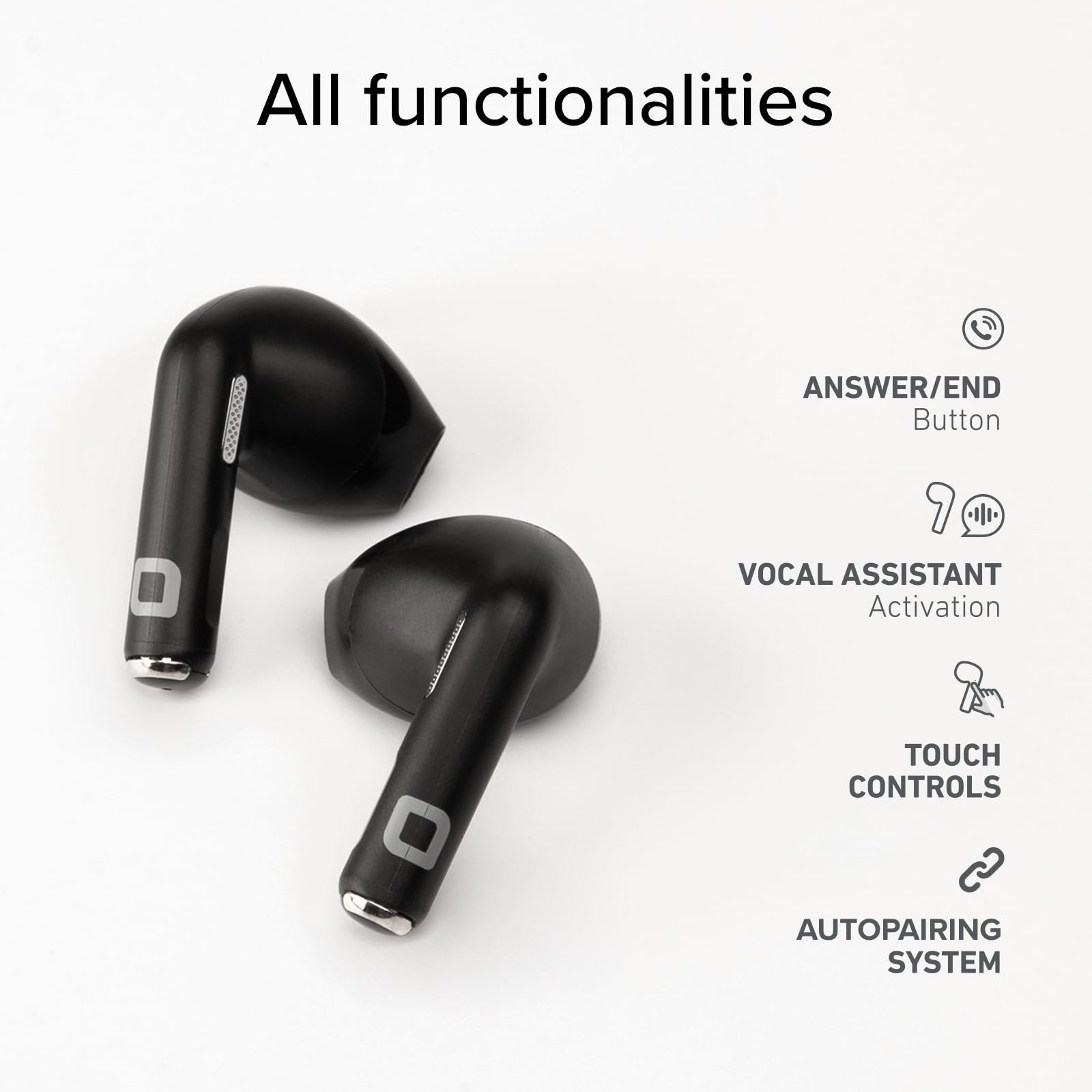 SBS Go Pods TWS - Cuffie Auricolari Semi In-Ear True Wireless Stereo, Custodia di Ricarica, Microfono Integrato, Controlli Touch, per Smartphone, Tablet, Laptop, 12 Ore Riproduzione, Nero