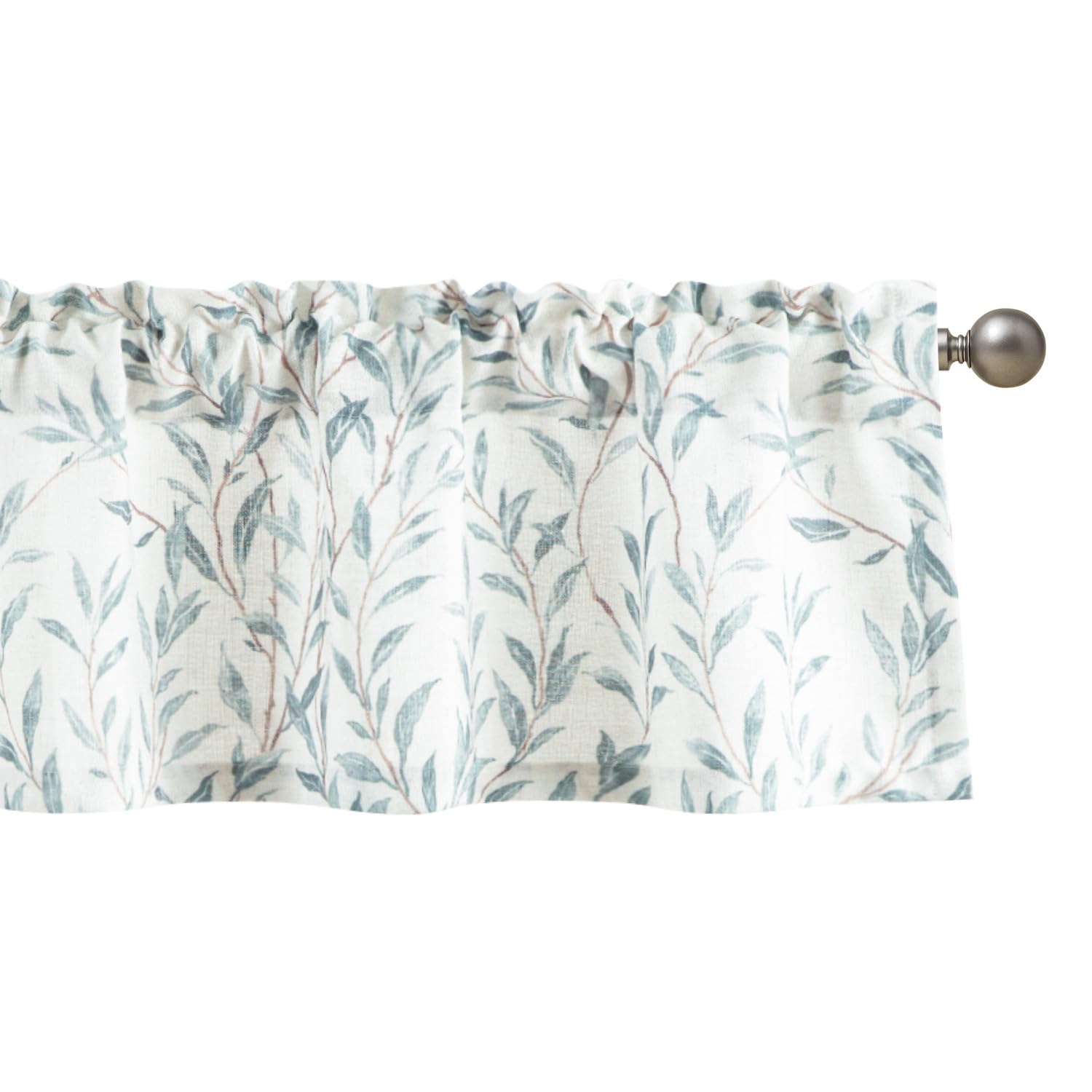 VOGOL Blue Leaves Kitchen Valance for Windows, 152x49 cm, 1 Panel — image 1