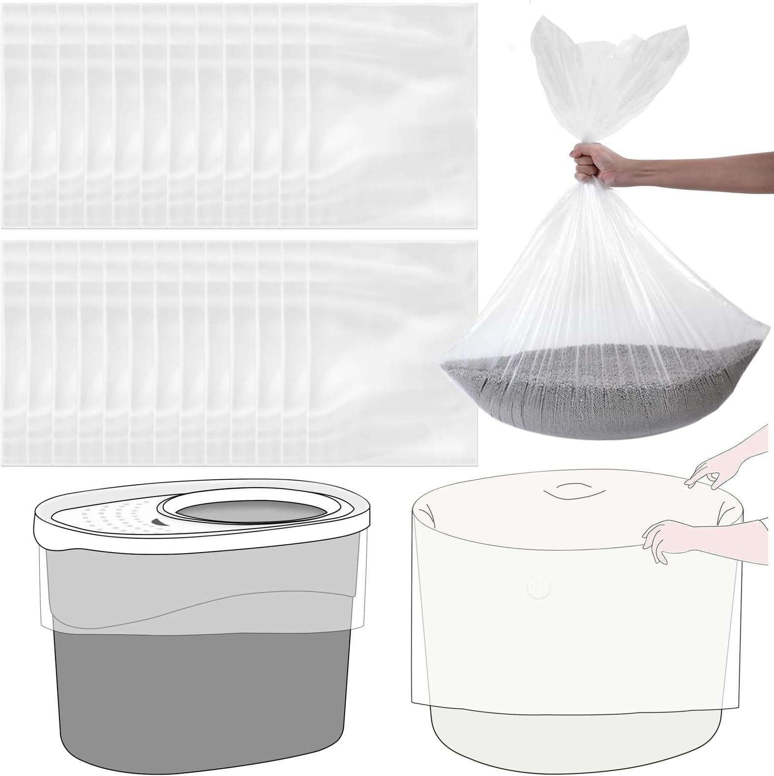 Cat Litter Box Liners Compatible with IRIS Top Entry Cat Litter Box - 25 Pack, Tear-Resistant and Spill-Proof, Perfect Fit for Most Top Entry Litter Pan Models