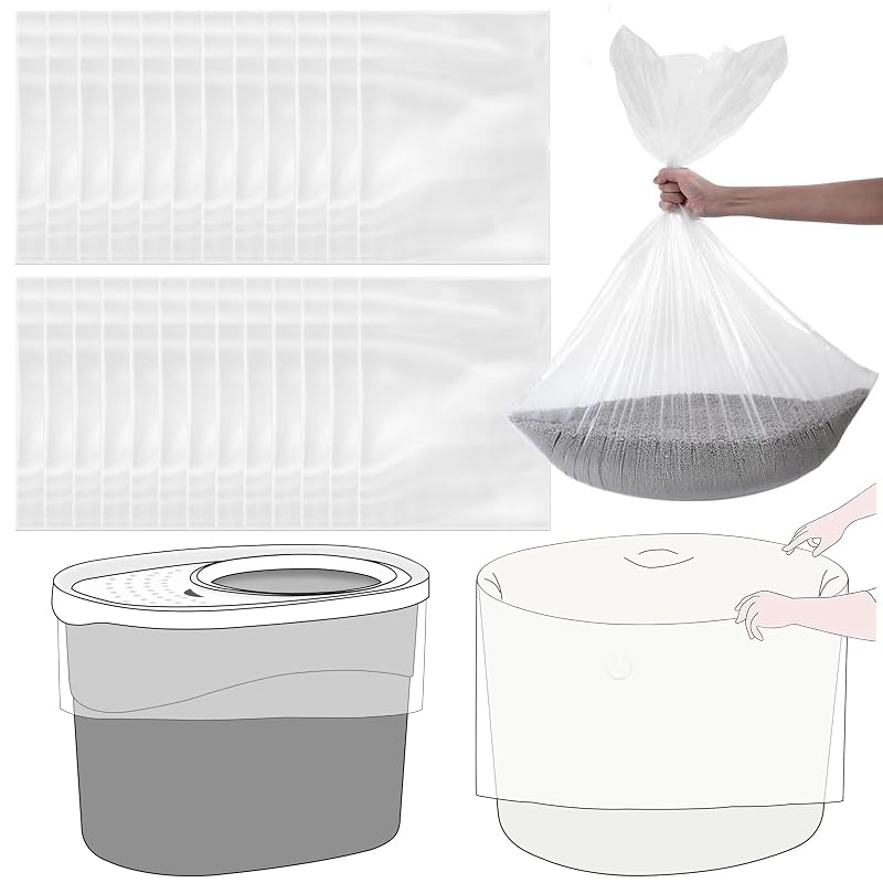 Forro Descartável para Caixa de Areia de Gatos ROCK BEARD, Polietileno Resistente, Pacote com 25 - Transparent-25P