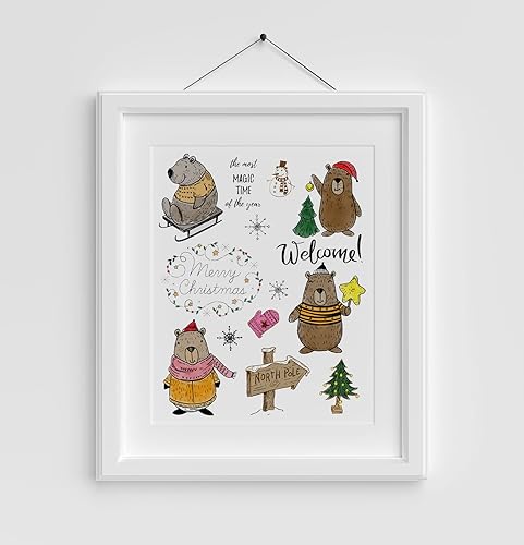 Miniatura 5 de Sellos transparentes con temática navideña, tarjetas de sello de silicona, árbol de Navidad, poste norte, oso de invierno, de silicona, para hacer