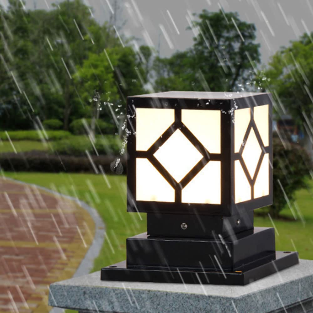Zewnętrzne Proste Kwadratowe Światło Słupkowe Oprawa Oświetleniowa Do Słupków Trawnikowych Pier Mount Vintage Post Lamp Wodoodporna Lampa Ogrodowa IP54 Do Ogrodu Ogrodowego Dekoracje Na