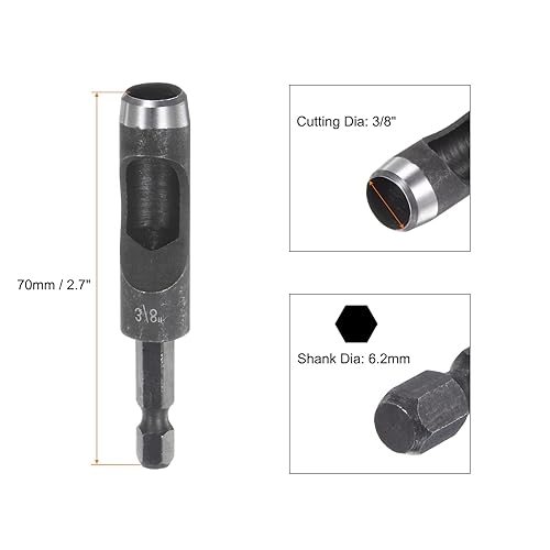 Miniatura 2 de HARFINGTON Mango hexagonal hueco de cuero para taladros, perforadora de 38 pulgadas de diámetro para telas gruesas y trabajo de artesanía en cuero