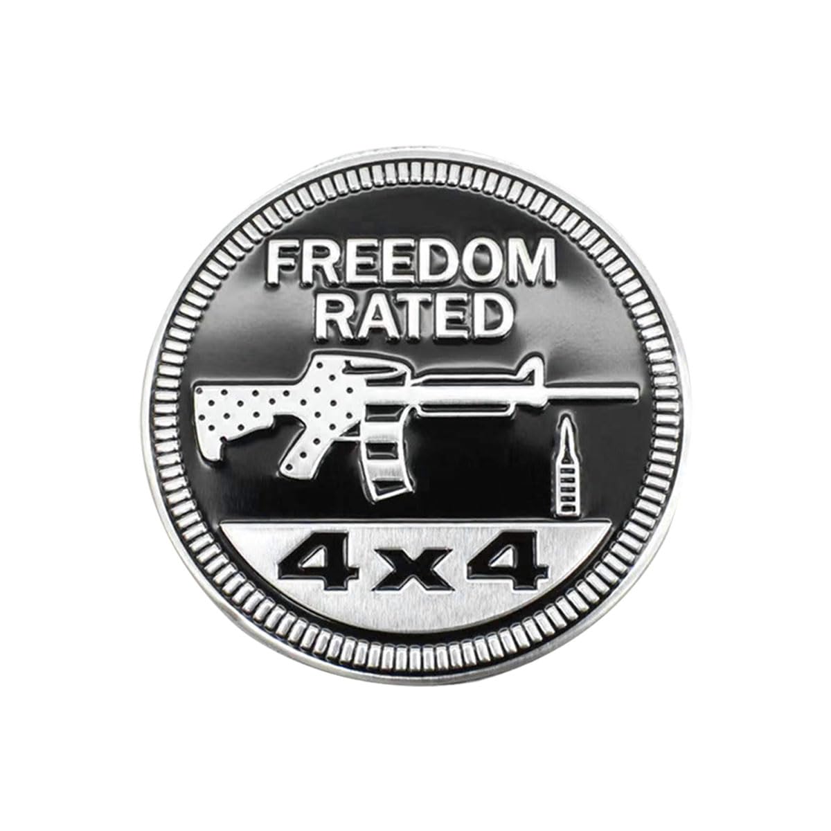 Freedom Badge Rated Car Emblem, 4 x 4 3D Metal Car Badge Decals Stickers Round Emblem Decals, Car Exterior Emblems Badge Compatible with Jeep Wrangler Vehicles Trucks SUV RV (Freedom Rated)